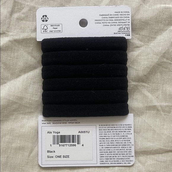 ALO Yoga Black Hair Ties (3 SETS/ 6 HAIR TIES PER SET) - Picture 4 of 5